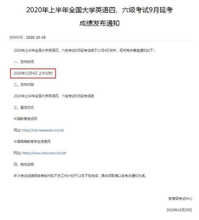 各位考生请注意！四六级成绩今日可查分